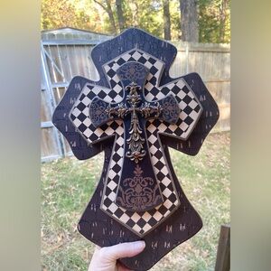 Wooden Cross Family Hanging Cross Religious Decor Wall Art Vintage Style Cross